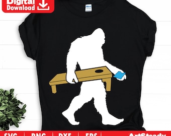 Cornhole SVG & PNG Bundle with Funny Bigfoot Cornhole Player Art and Sasquatch Bean Bag Toss Game Designs instant downloads