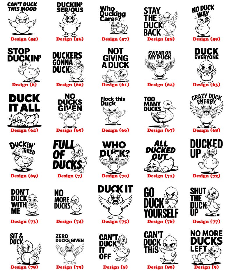 Funny Duck Sarcastic Quotes Svg Png Pdf & Dxf Bundle Hilarious Duck ...