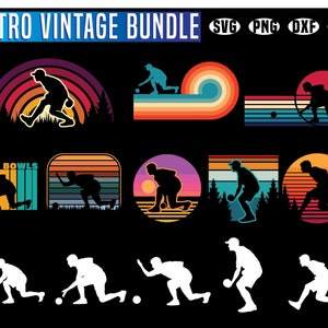 Lawn bowls svg files -Retro vintage bundle  lawn bowler sports instant digital downloads