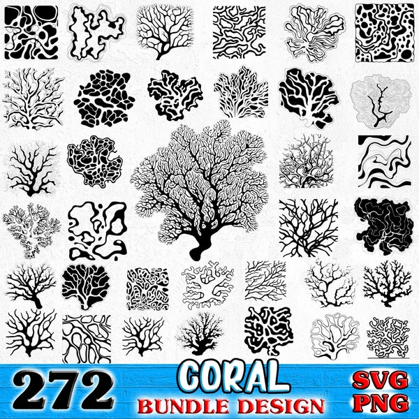 Coral, Bundle SVG, PNG instant digital downloads