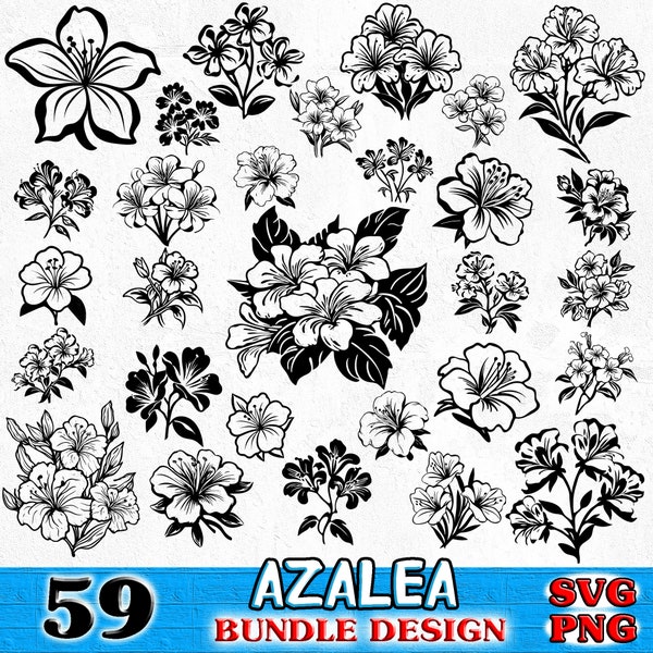 Azalea Flowers Bundle SVG, PNG instant digital downloads