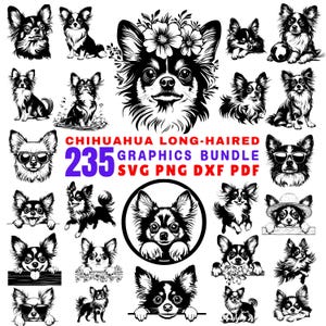 Long-Haired Chihuahua Svg Dxf Png Jpeg Bundle Instant Digital Downloads - Commercial Use