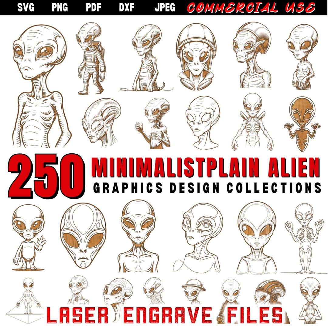 Minimalist Alien Engraving Files | Simple UFO Outline DXF | Modern ...