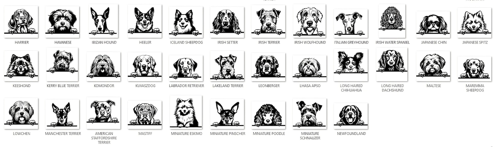 Laser Cut Bundle Peeking Dogs Svg Dxf Pdf Png Eps - Complete Breeds ...