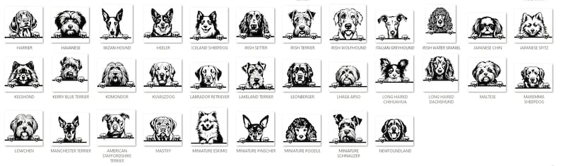 Laser Cut Bundle Peeking Dogs Svg Dxf Pdf Png Eps Complete breeds puppy dog lover engraving designs CNC files instant digital downloads image 5