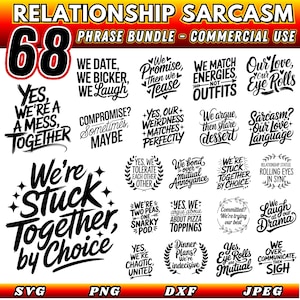 Relation Sarcasme SVG Bundle | Citations drôles de couple | Paroles d'amour sarcastiques Couper des fichiers | Modèles Cricut | Téléchargement instantané Utilisation commerciale