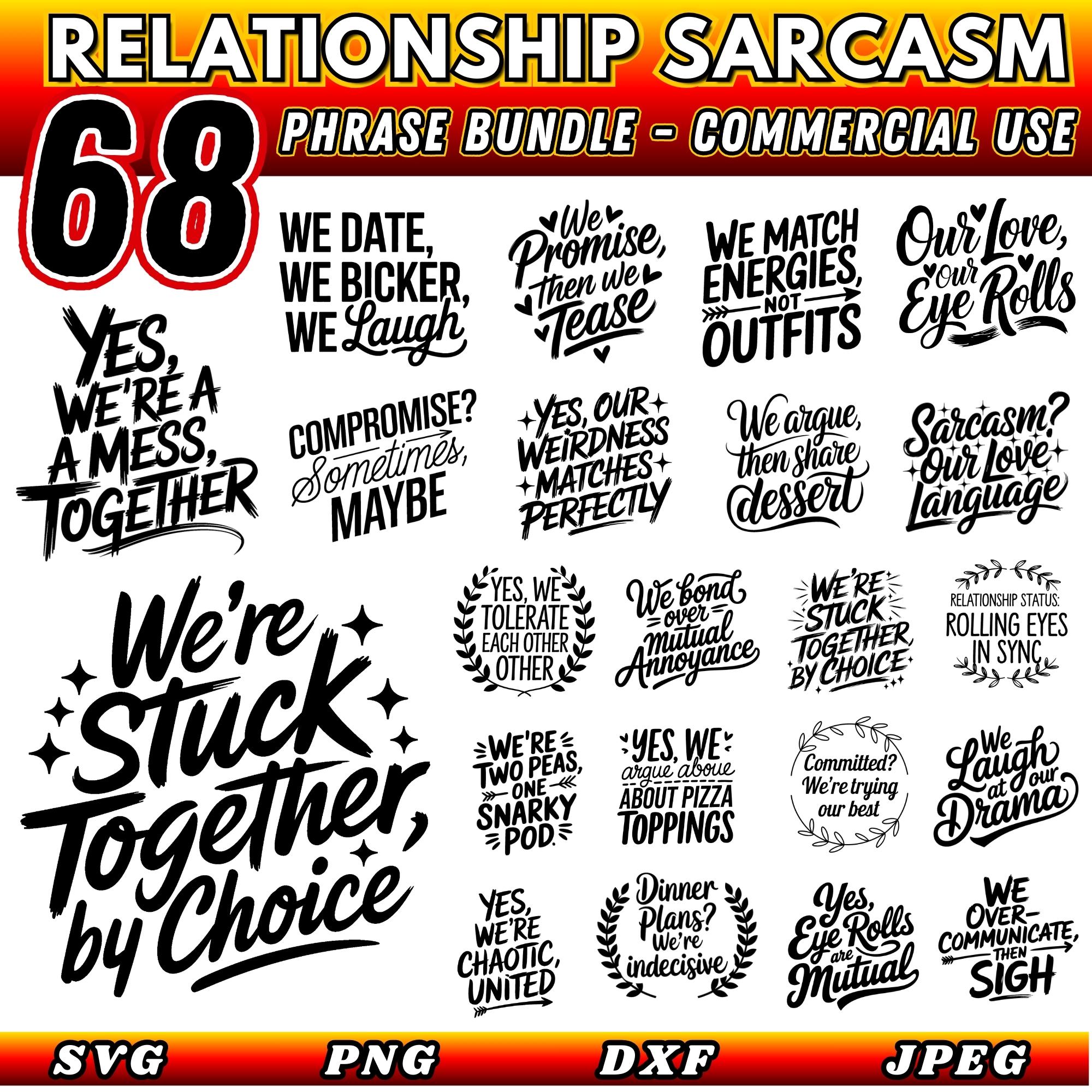 Relationship Sarcasm SVG Bundle | Funny Couple Quotes | Sarcastic Love Sayings Cut Files | Cricut Designs | Instant Download Commercial Use