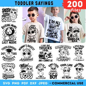Toddler Svg Dxf Pdf Png Jpeg Bundle | Funny Toddler Shirt Svg | Sassy Kids Svg | In My Toddler Era Svg | Cute Baby Svg | instant downloads