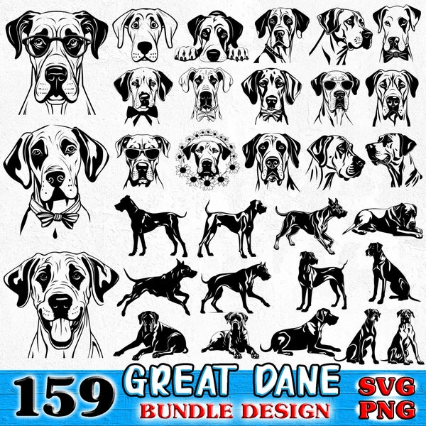 Great Dane dog pet lover owner Bundle SVG, PNG instant digital downloads