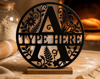 Botanical Split Monogram Svg Png Dxf Pdf, Complete A-Z Alphabet Laser Cut Sign