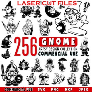 Gnome DXF Bundle Laser Cut Gnome Designs Gnome SVG Files for CNC Gnome Vector Patterns Gnome Art for Laser Cutting | Gnome Silhouette