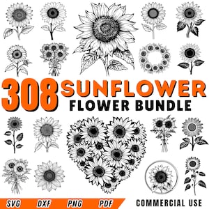 Lot tournesol SVG | Tournesol monogramme SVG | Lime florale | Modèles Cricut | Fichiers DXF | Téléchargement instantané | Utilisation commerciale