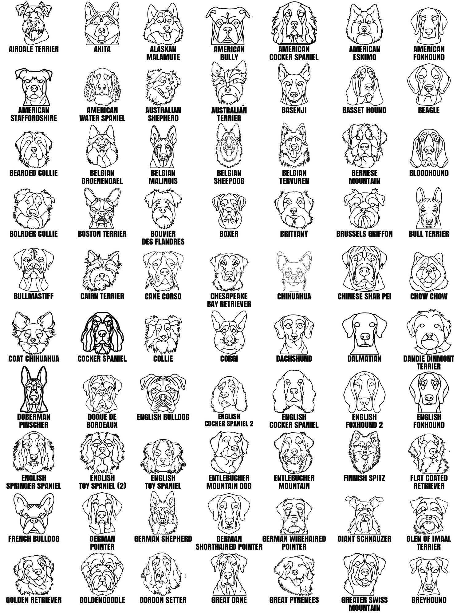 140 Dog Heads Multi Layer Laser Cut Files Dxf, Svg, Eps and Pdf Bundle ...