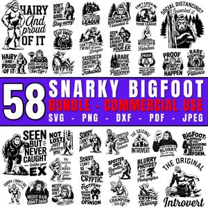 Snarky Big Foot SVG, Dxf Png, Pdf und JPEG Bundle Sofortige digitale Downloads - Lustige Sasquatch Zitate - Bigfüße Humor Design Kommerzielle Nutzung