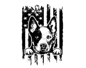 Blue Heeler USA Flag SVG, Australian Cattle Dog Patriotic Design for Cricut Crafts instant downloads