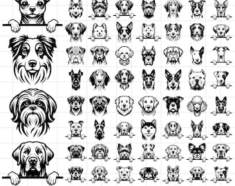 Peeking dogs Svg Png Bundle 530 graphics dog heads full breeds for Cricut instant downloads