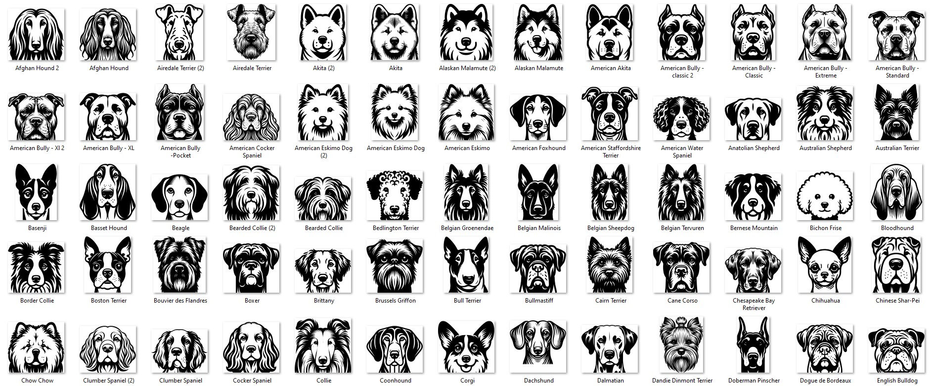 Laser Cut Dog Heads Faces Svg & Png Bundle Complete Dog Breeds With ...