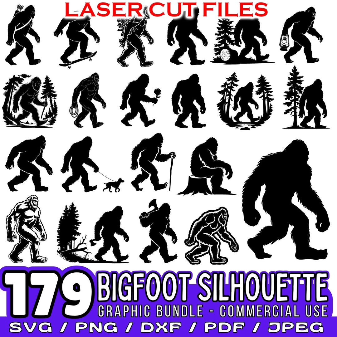 Bigfoot Silhouette DXF Bundle | Sasquatch Laser Cut Files | Yeti CNC ...