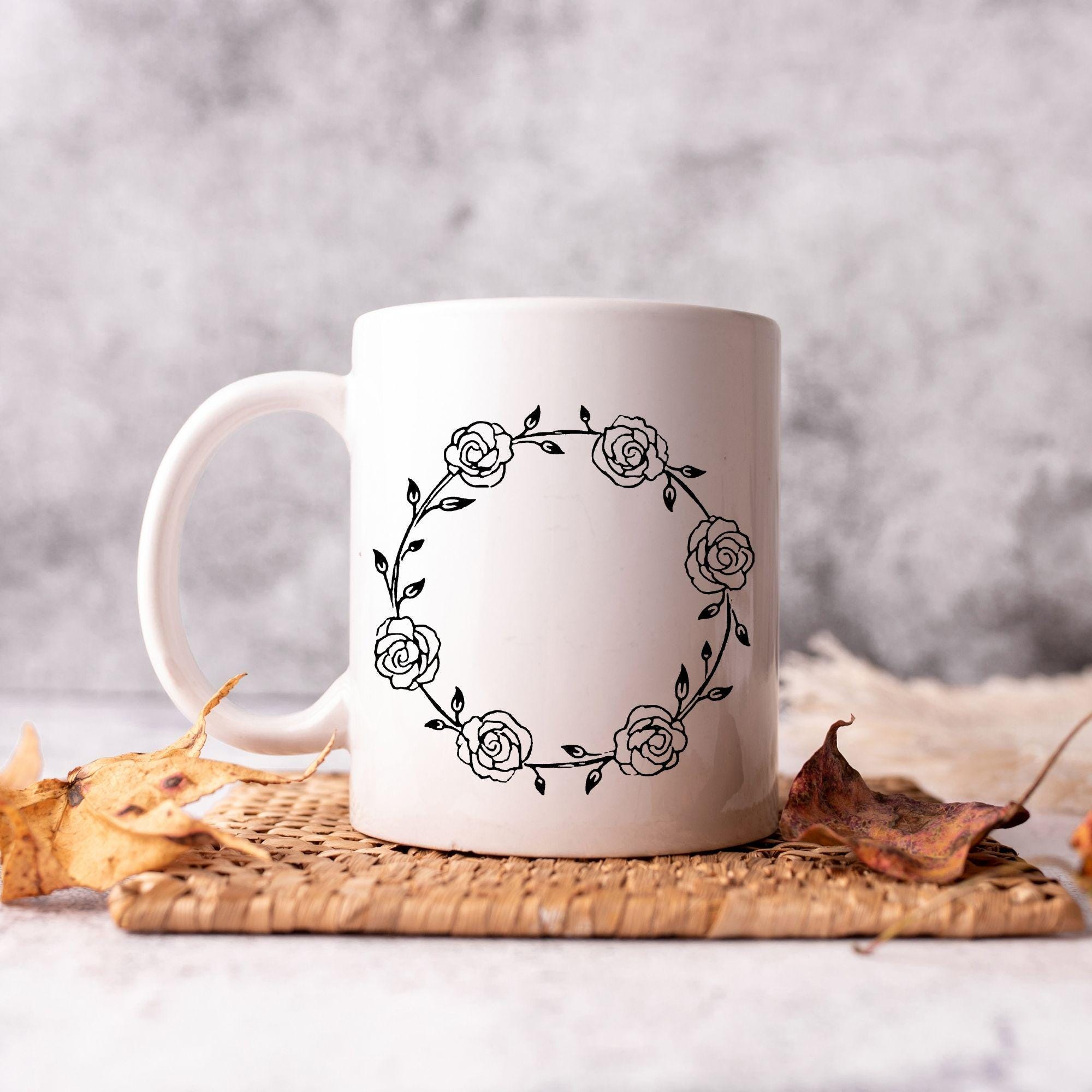 Floral Wreath Line-art Svg Png Pdf & Dxf Bundle for Crafting Instant ...