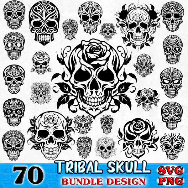 Tribal Skull Bundle SVG, PNG instant digital downloads