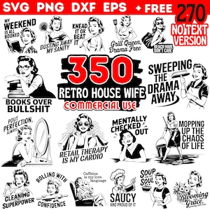 Retro woman housewife funny saying bundle Svg Dxf Png Pdf - Retro house wife vintage graphics Commercial use instant downloads image 10