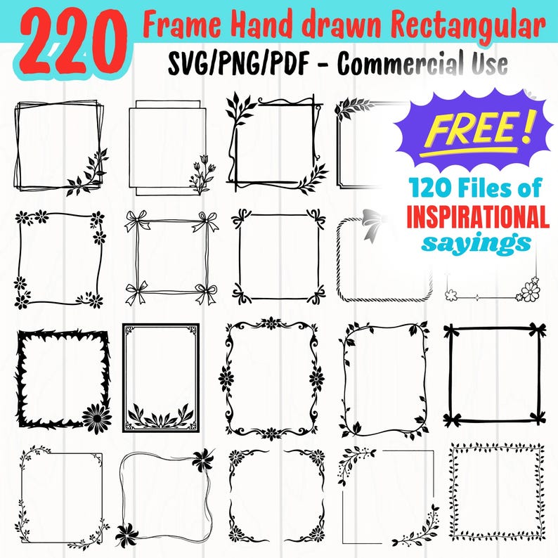 Laser Engrave File Rectangle Frame SVG PNG PDF | Square & Rectangle ...
