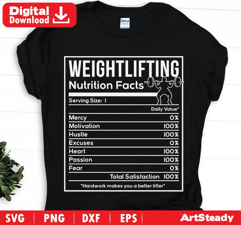 File svg divertenti per palestra - Esercizio fitness svg informazioni divertenti sulla nutrizione immagine 1