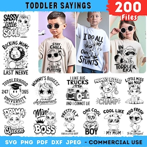 Toddler Svg Dxf Pdf Png Jpeg Bundle | Funny Toddler Shirt Svg | Sassy Toddler Svg | Cute Baby Svg | Retro Kids Quote Svg | instant downloads