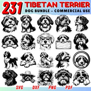Tibetan Terrier Dog Bundle Svg | Dxf Bundle | Cricut Files | Tibetan Terrier Clipart | Dog Silhouette Svg | Commercial Use Svg
