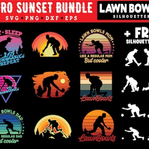 Lawn bowls svg files - Retro art graphic theme bundle lawn bowler sports instant digital downloads