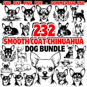 Smooth Coat Chihuahua SVG | Dog Bundle SVG DXF | Cricut Design | Digital Download | Commercial Use | Cute Chihuahua Files | Cricut Projects