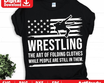 Wrestling svg files US flag vintage art- The art of folding clothes funny wrestlers svg or MMA svg graphic arts instant download