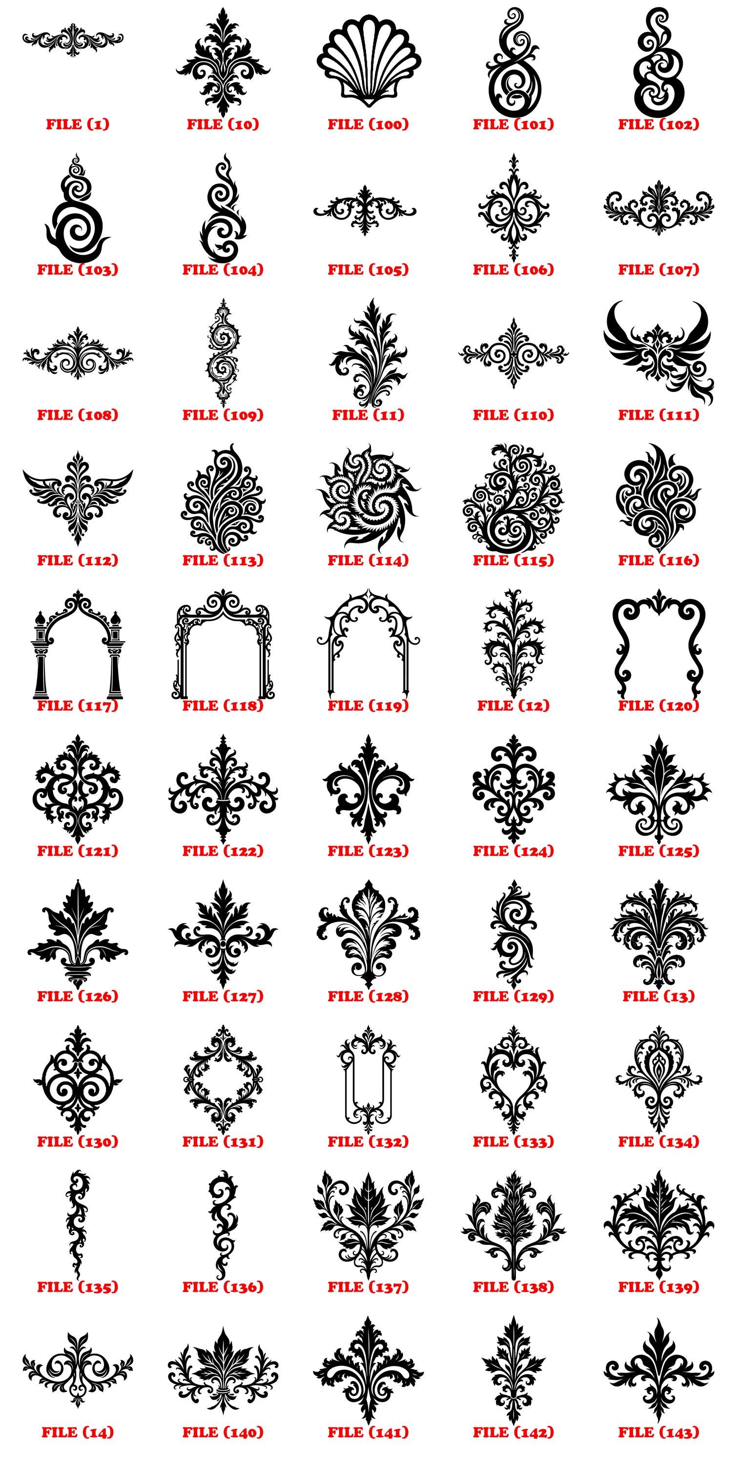 Ornamental Baroque Filigree Svg Png Pdf & Dxf Bundle for Cricut Crafts ...