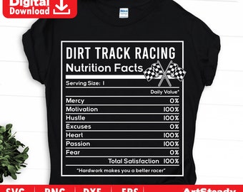 Dirt track racing svg files - funny nutritional facts graphic art artsy artwork Race car svg instant digital downloads