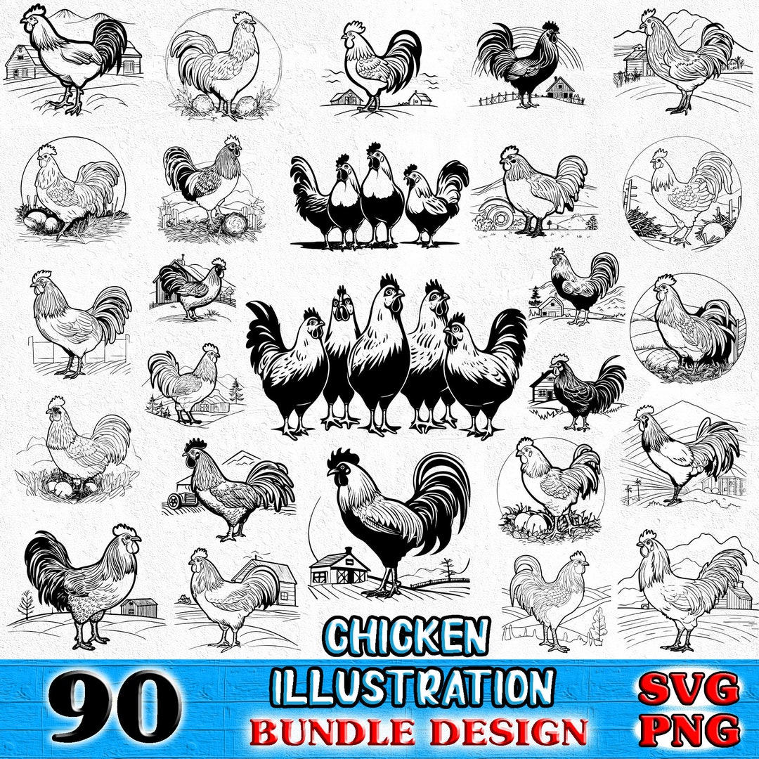 Vector Lettering Chicken Bundle This item is unavailable - Etsy