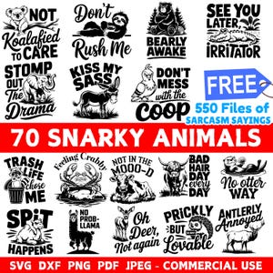 Snarky Animal Quotes Svg Dxf Png Pdf Jpeg Bundle Funny Sarcastic Designs Instant Digital Downloads - Commercial Use
