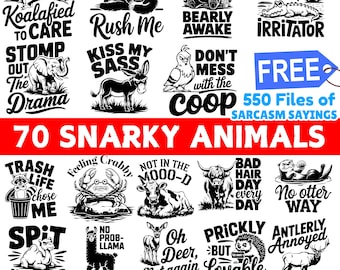 Snarky Animal Quotes Svg Dxf Png Pdf Jpeg Bundle Funny Sarcastic Designs Instant Digital Downloads - Commercial Use