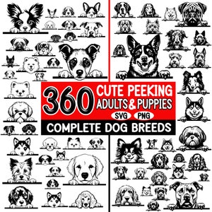 360 Peeking Dogs Bundle cnc plasma cut files png svg dxf files for plasma cutting bundle instant downloads
