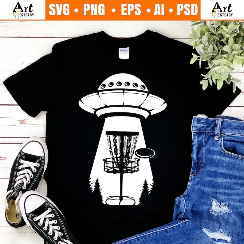 Disc Golf Svg File UFO Spaceship Alien Conspiracy Theory Graphic Art ...