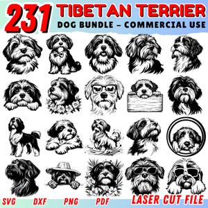 Tibetan Terrier Svg Bundle | Laser Cut Files | Dog Silhouette Svg | Tibetan Terrier Clipart | Dog Breed Designs