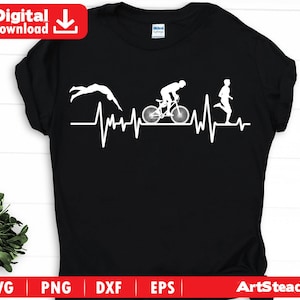 Triathlon svg files - cute medical heartbeat arts swim bike run svg triathlete instant digital downloads