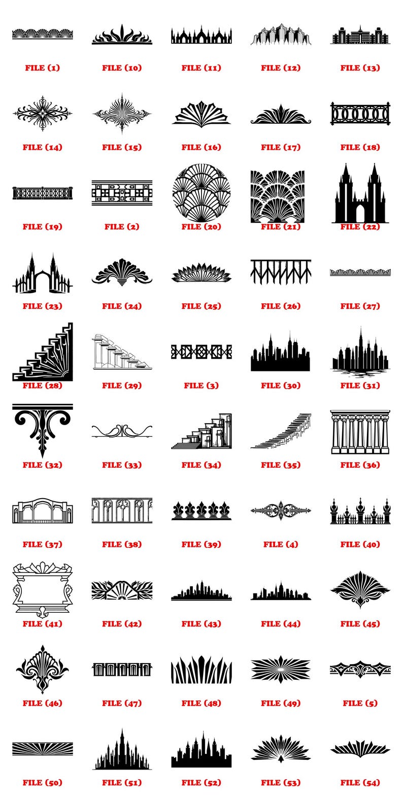 Laser Engrave Files Art Deco Borders Svg Png Pdf & Dxf Bundle Etched ...