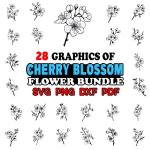 Cherry Blossom Flower Minimalist Art Wildflower birthmonth Svg Png Dxf bouquet- birth month wild flower floral theme instant downloads