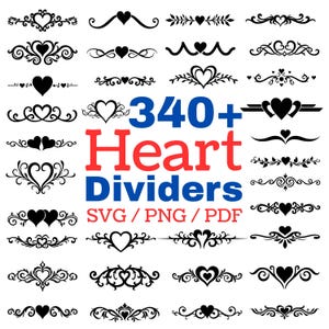 Heart Shape Dividers Ornamental Decorative Svg Png Pdf files bundle cut files | instant download | Commercial use Cricut ornate file