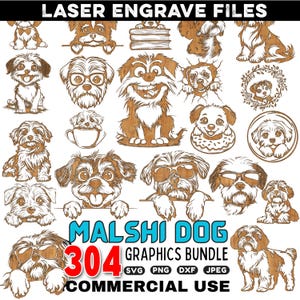 Malshi-hond gegraveerd ontwerp | Precisie SVG DXF-bundel voor laser | Dierenkunst om te graveren en te decoreren | Licentie voor commercieel gebruik inbegrepen