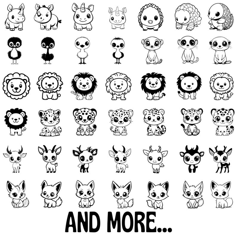 Laser Cut Files Kawaii Safari Animals Svg Dxf Png Pdf Jpeg Bundle ...