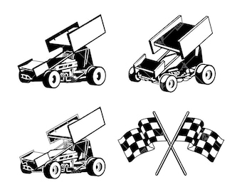 Race Car Silhouette black and white Post-it Notes