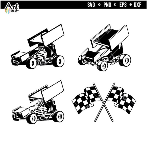 Sprint car svg files -drawing silhouette  racing cars svg instant digital downloads