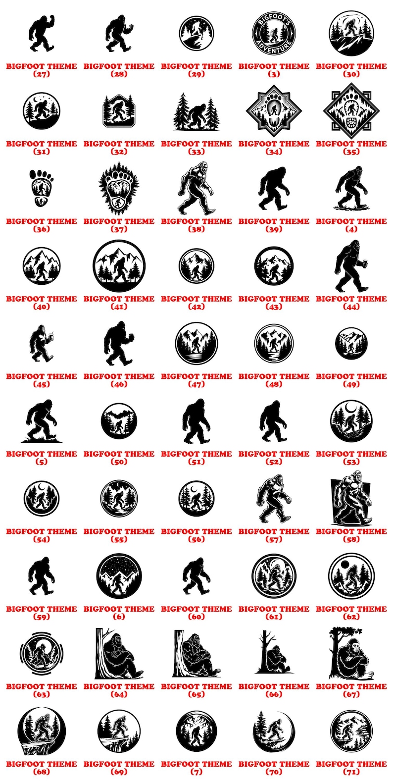 Bigfoot SVG Bundle Sasquatch Clipart | Yeti Silhouette | Bigfoot Cut Files for Cricut | Camping Adventure Designs | Forest SVG | Commercial image 18