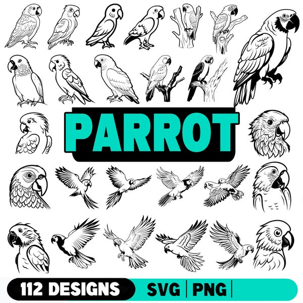 Parrot, Bundle SVG, PNG instant digital downloads